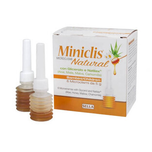 Miniclis natural microclisme niños, 6 piezas x 5 g, Sella Farmaceutici