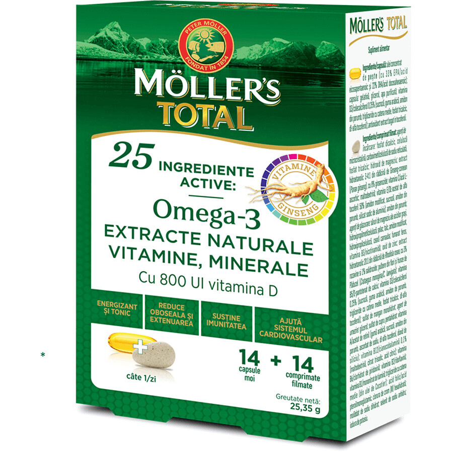 Mollers Total, 14 capsule + 14 compresse, Mollers