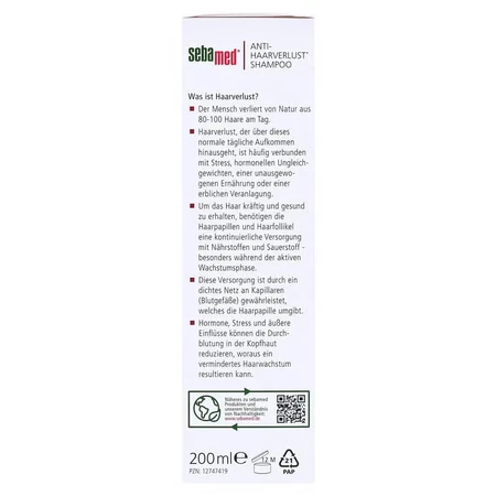 Dermatological shampoo against hair loss, 200 ml, Sebamed