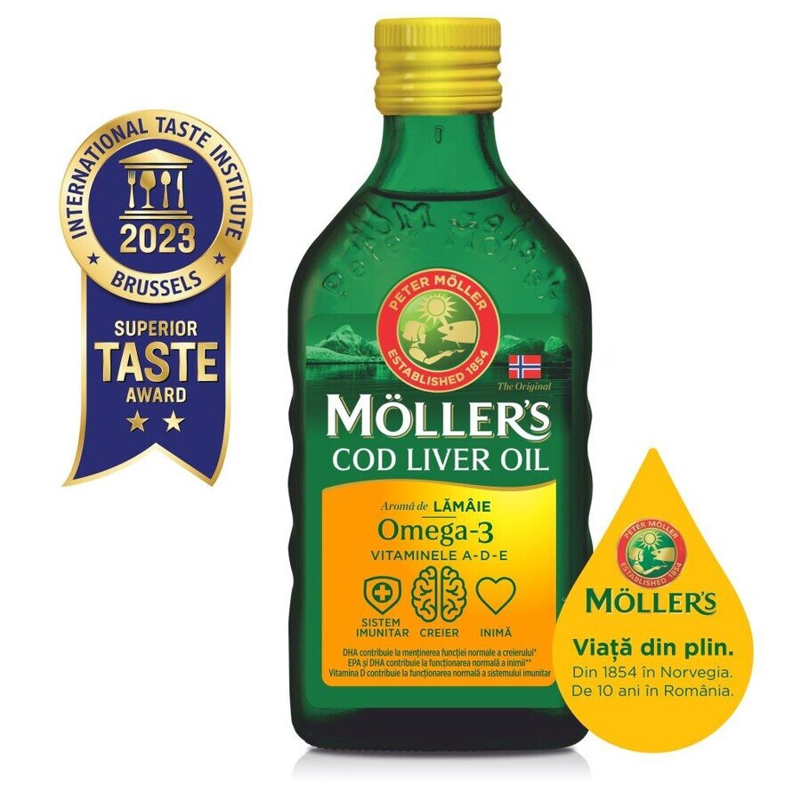 Omega 3 Cod liver oil with lemon flavor, 250 ml, Möllers