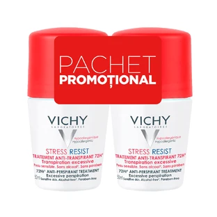 Vichy Stress-Resist 72h Intensive Antiperspirant Roll-On Deodorant, 50 ml + 50 ml