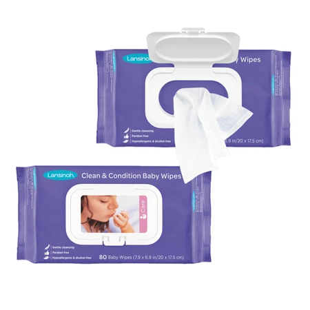 Pack Lingettes humides avec lanoline +0 mois, 80 pièces + 80 pièces, Lansinoh