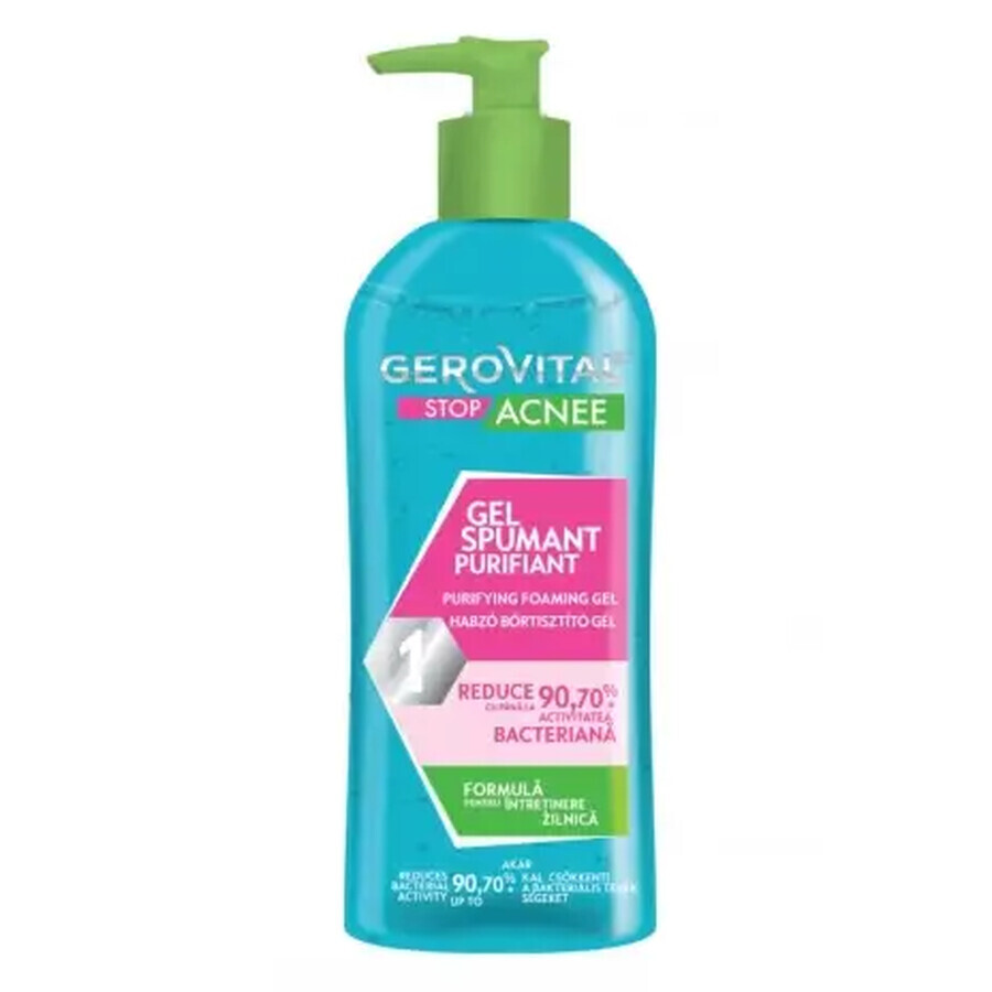 Gerovital Stop Acne Purifying Foaming Gel, 150 ml + Sebum Control Cream-Gel, 50 ml + Ultra-Active Cream, 15 ml, Farmec