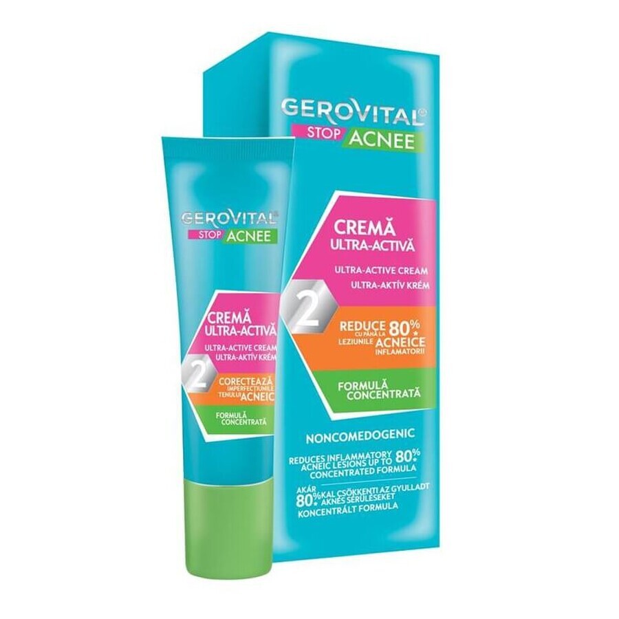 Gerovital Stop Acne Purifying Foaming Gel, 150 ml + Sebum Control Cream-Gel, 50 ml + Ultra-Active Cream, 15 ml, Farmec