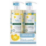Package Moisturizing body lotion, 500 ml + Foaming gel for hair and body, 500 ml, Klorane Bebe