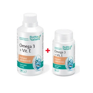 Omega 3 + Vitamin E pack, 1000 mg, 90 + 30 capsules, Rotta Natura