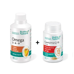Paquete Omega 3-6-9, 90 cápsulas + Coenzima Q10 15 mg, 30 cápsulas, Rotta Natura