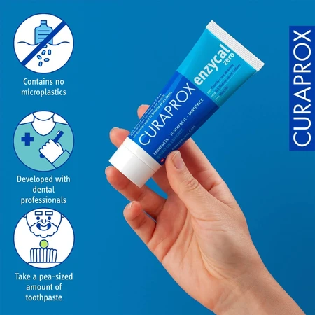 EnzyCal Zero Fluoridfreie Enzym-Zahnpasta, 75 ml, Curaprox