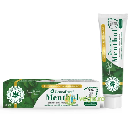 Tandpasta GennaDent Menthol, 80 ml, Vivanatura