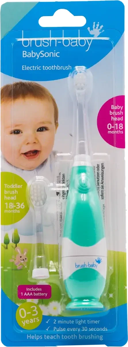 Babysonic turquoise electric toothbrush, 0-3 years, Brush Baby