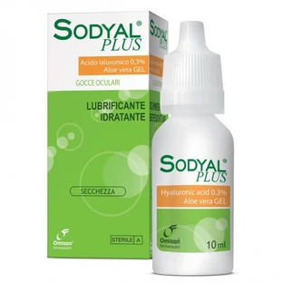 Gotas para ojos secos con aloe vera y ácido hialurónico - Sodyal Plus, 10 ml, Omisan Farmaceutici
