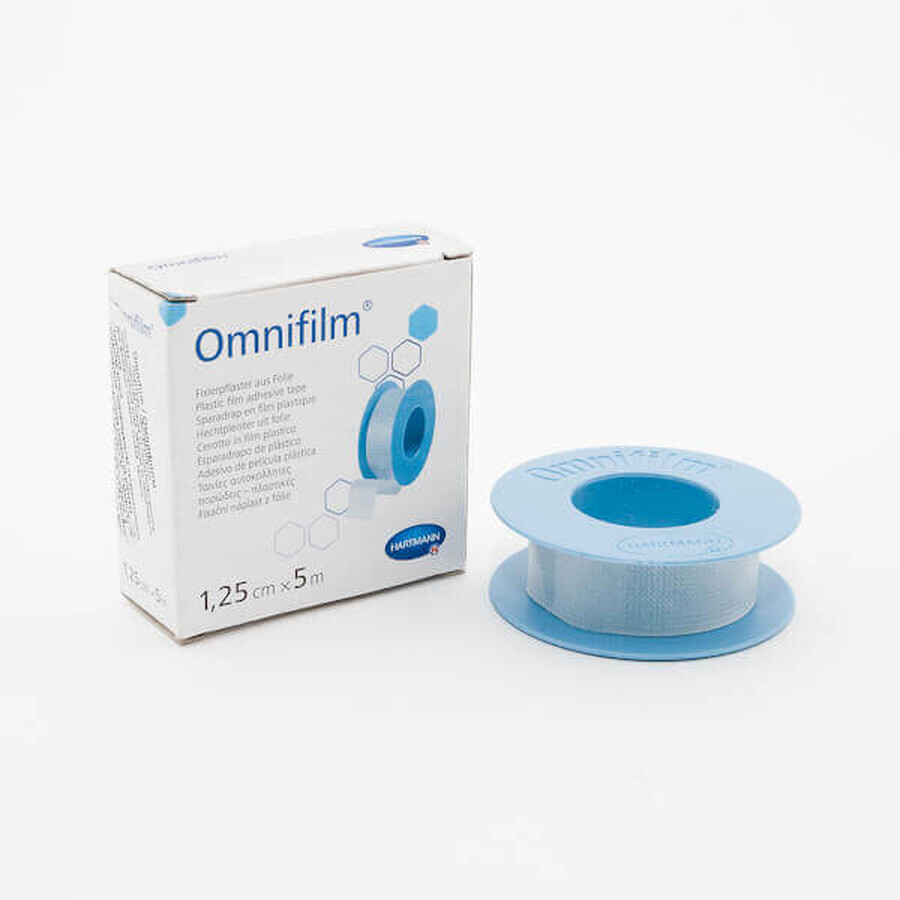 Hypoallergenic patch on transparent porous film backing Omnifilm (900433), 1.25cm x 5m, one piece, Hartmann