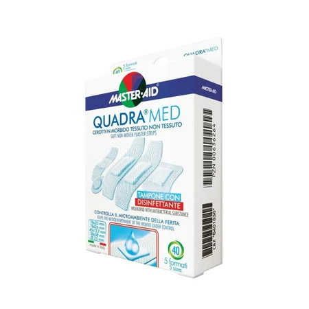 Quadra Med Master-Aid parches piel sensible, 2 tamaños, 20 piezas, Pietrasanta Pharma