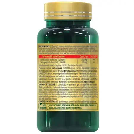 Premium Nattokinase Serrapeptase, 30 plantaardige capsules, Cosmopharm