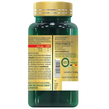 Premium Nattokinase Serrapeptase, 30 plantaardige capsules, Cosmopharm