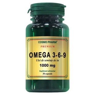 Premium Omega 3-6-9 Flax Seed Oil 1000 mg, 30 capsules, Cosmopharm