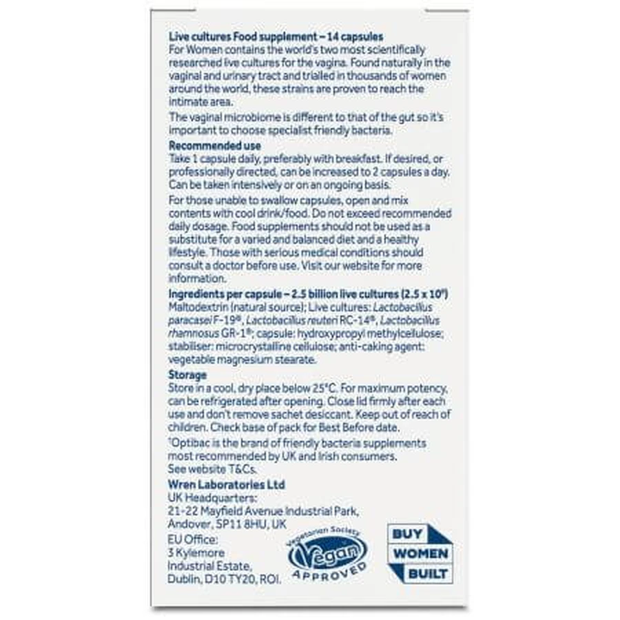 Probioticum voor vaginale flora, 14 capsules, OptiBac