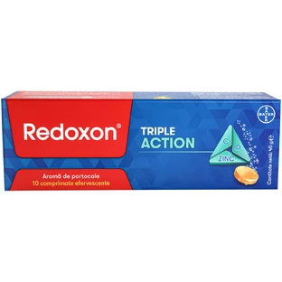 Redoxon Triple Action, vitamines voor geavanceerde ondersteuning van het immuunsysteem, 10 tabletten, Bayer