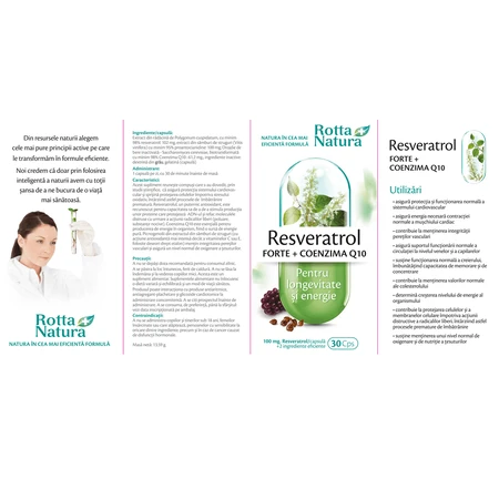 Resveratrol Forte + Coenzima Q10, 30 cápsulas, Rotta Natura