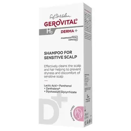 Shampooing pour cuir chevelu sensible Gerovital H3 Derma+, 200 ml, Farmec