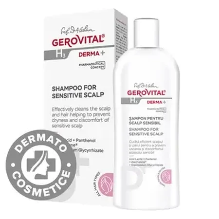 Shampooing pour cuir chevelu sensible Gerovital H3 Derma+, 200 ml, Farmec