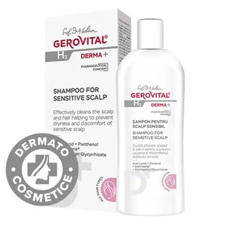 Shampoo for sensitive scalp Gerovital H3 Derma+, 200 ml, Farmec
