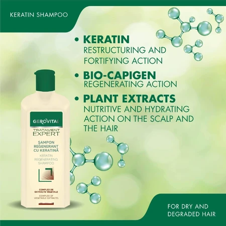 Regenererende shampoo met keratine Gerovital Expert Treatment, 250 ml, Farmec