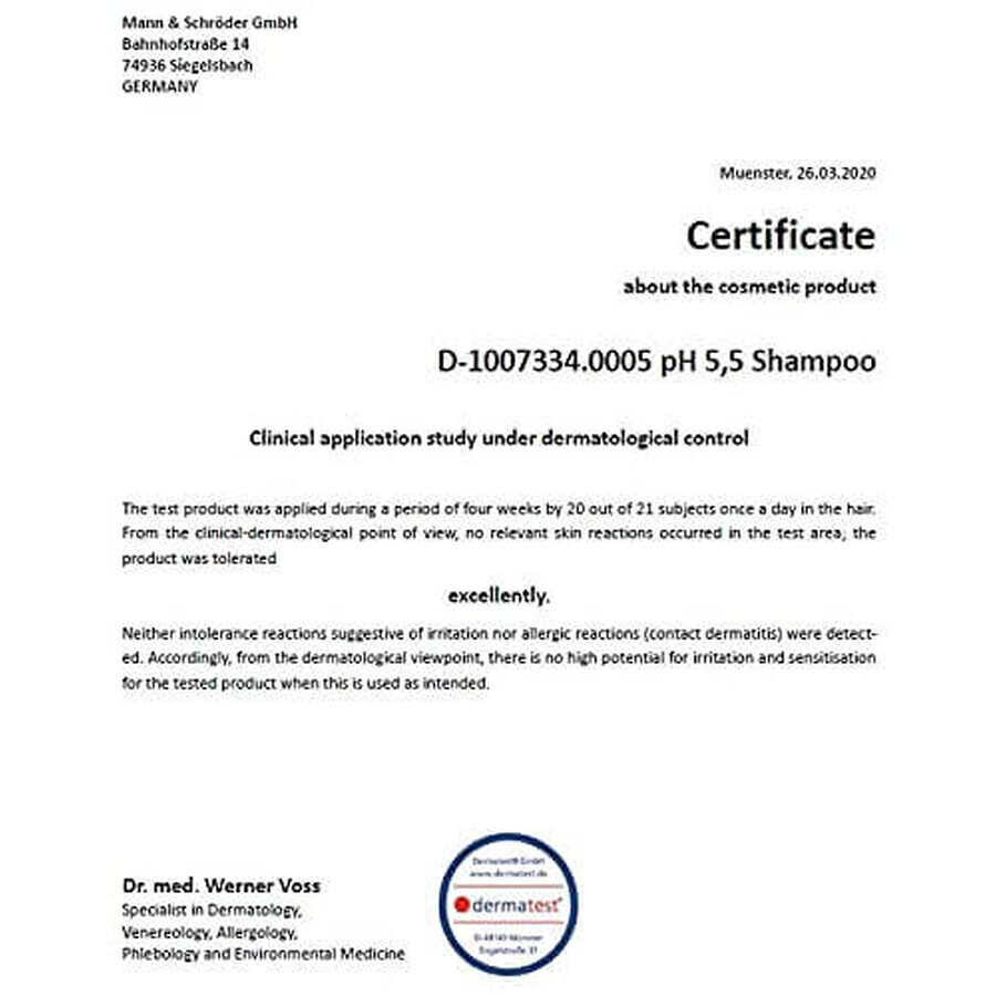Shampoo voor dagelijks gebruik Sensitive PH 5.5, 200 ml, Numismed
