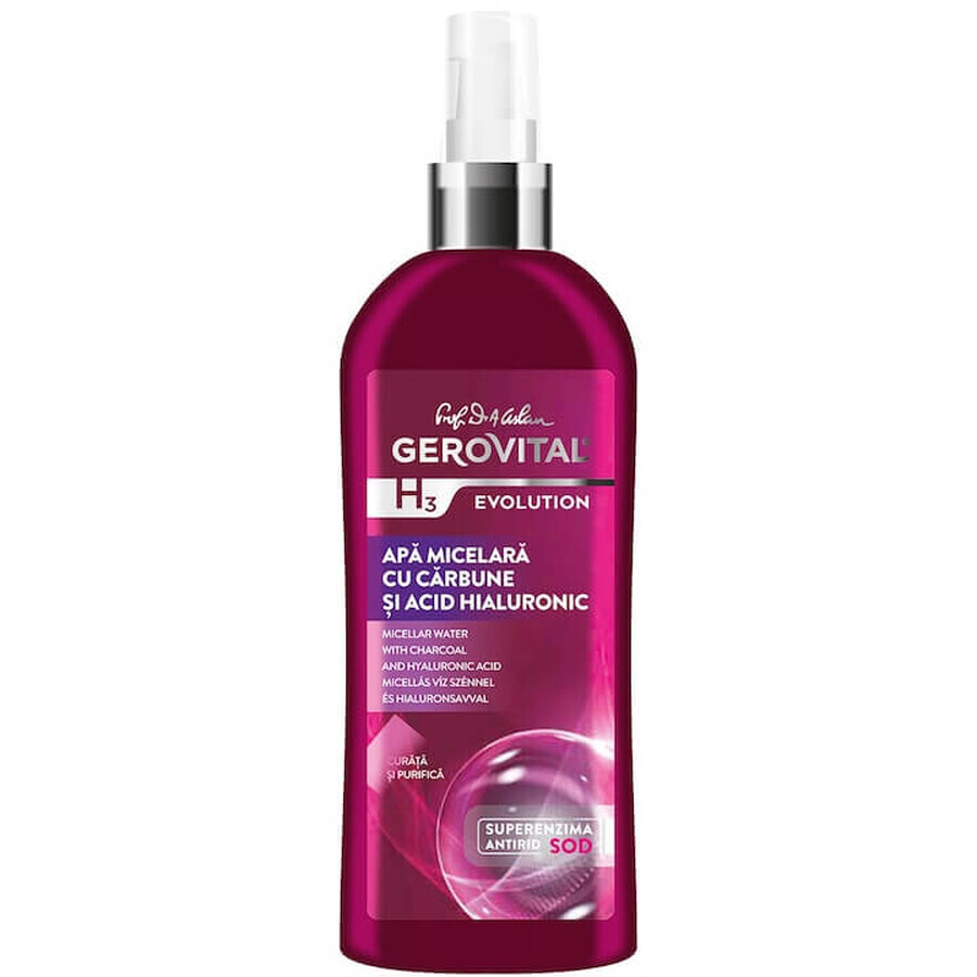 Micellar water with charcoal and hyaluronic acid Gerovital H3 Evolution, 150 ml, Farmec
