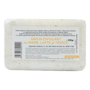 Jabón exfoliante con miel, leche y taratos, 200 g, Apidava