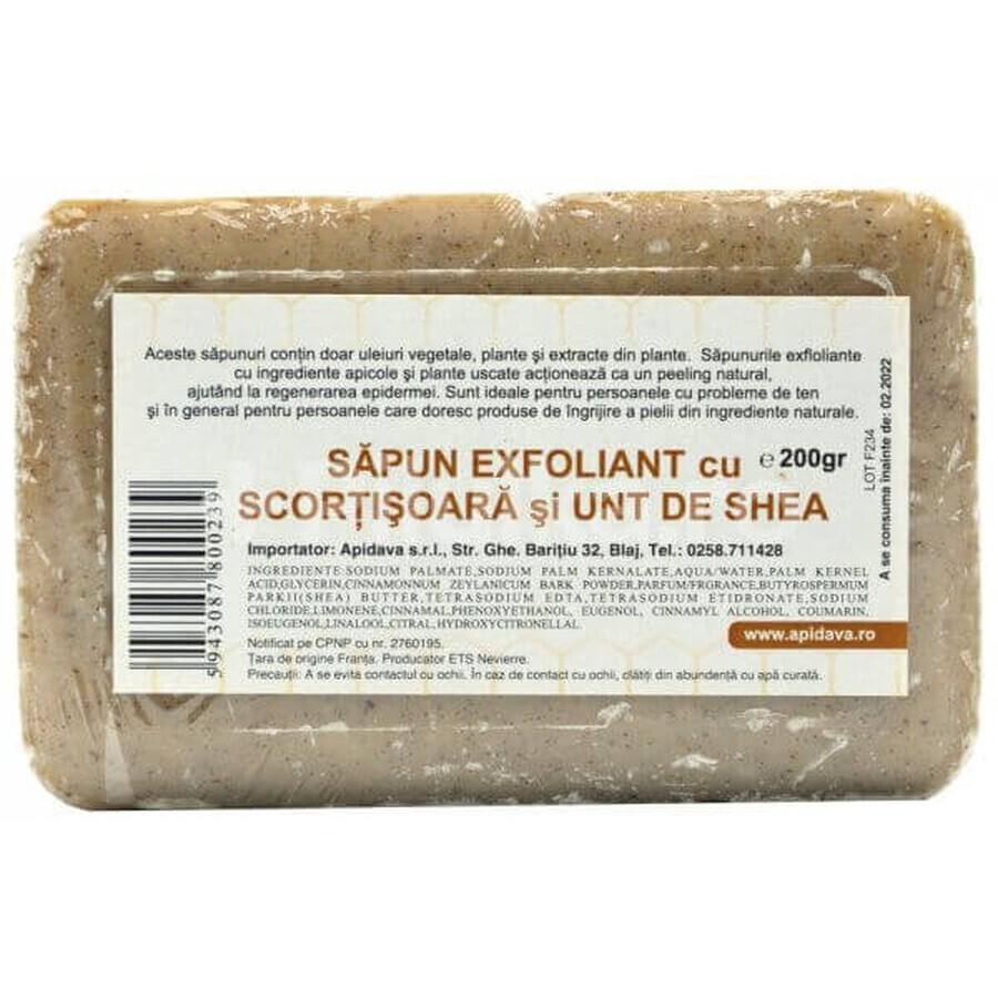 Exfoliating soap with cinnamon and shea butter, 200 g, Apidava