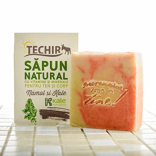 Naturseife mit Grünkohlpulver und Schlamm, 120 g, Techir