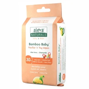 Lingettes humides en fibre de bambou pour nettoyer les sucettes et les jouets, 30 pièces, Aleva Naturals