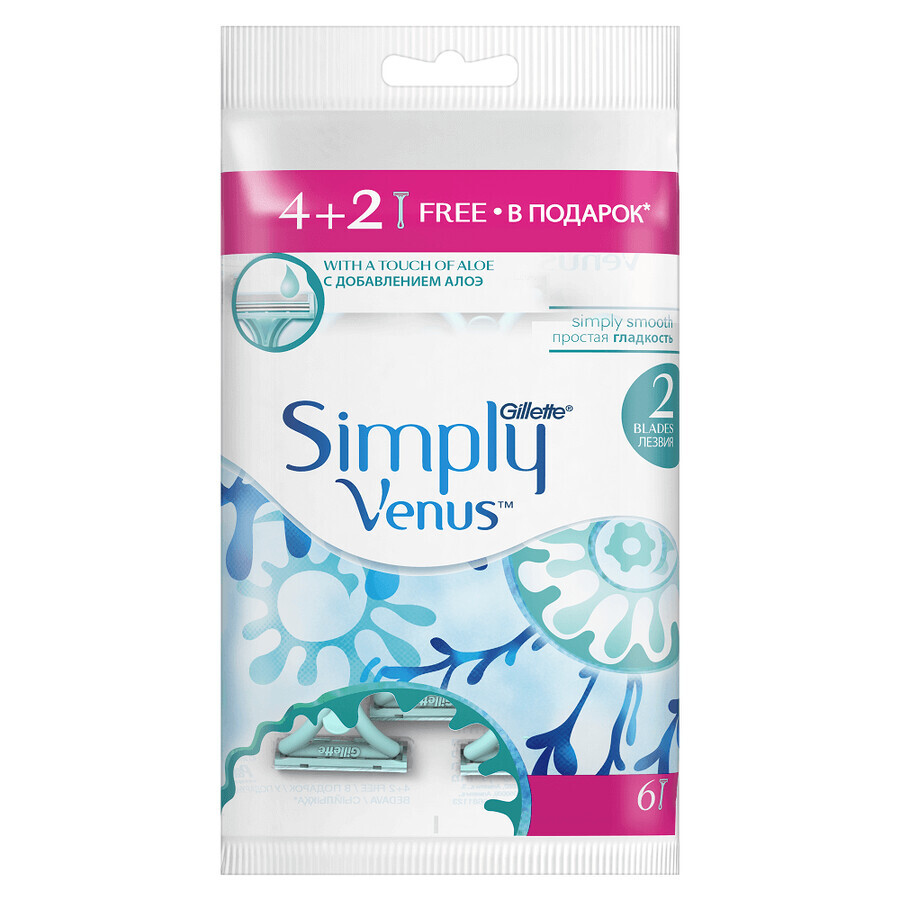 Buy Gillette Simply Venus women's razor, 4 + 2 pieces, P&G Gillette Simply Venus women's razor, 4 + 2 pieces, P&G