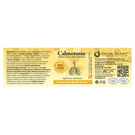 Calmotusin honingsiroop, 100 ml, Dacia Plant