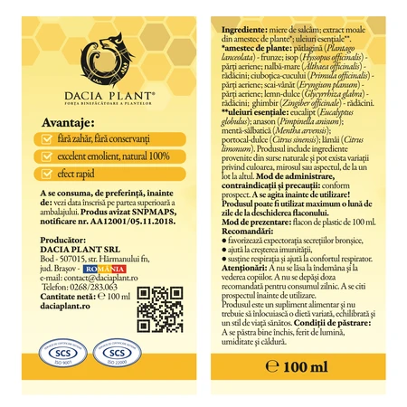 Calmotusin honingsiroop, 100 ml, Dacia Plant