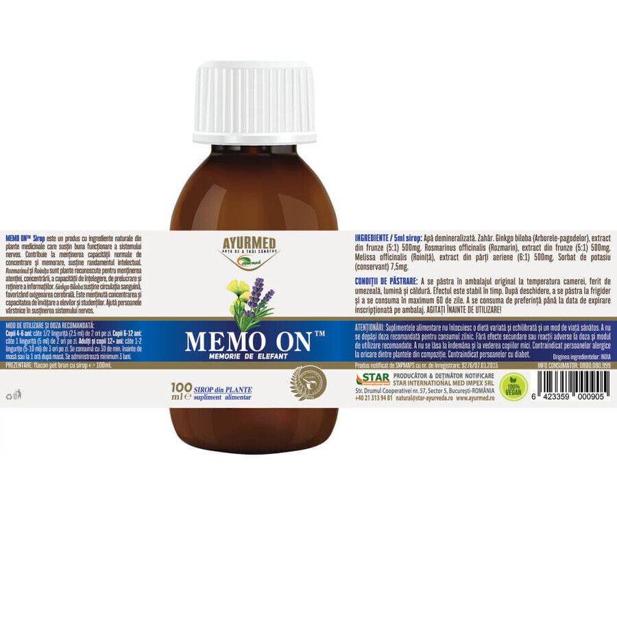 Memo On Syrup, 100 ml, Ayurmed