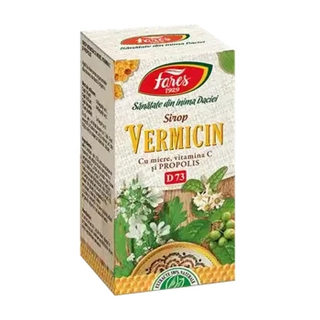 Vermicin syrup with honey and propolis, D73, 100 ml, Fares