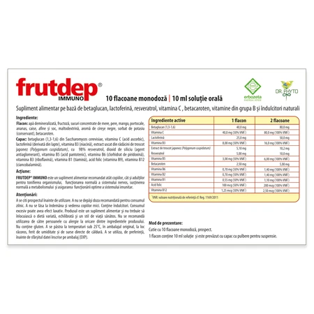 Frutdep Immuno oral solution, 10 vials, Dr. Phyto