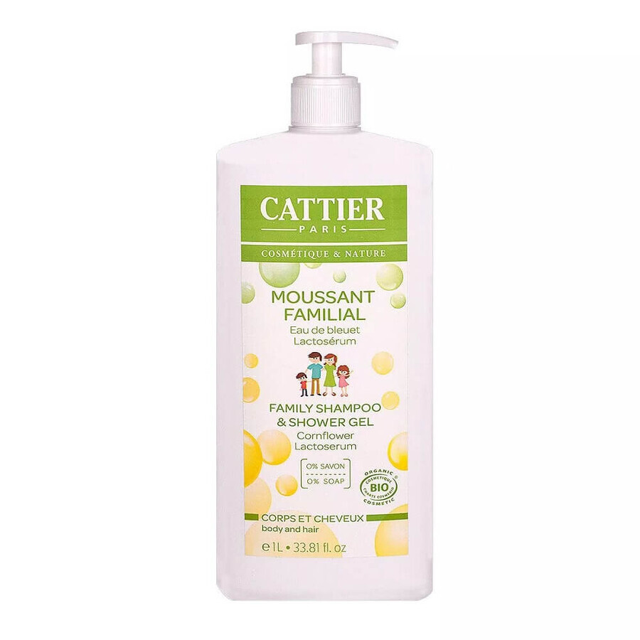 Bio body and hair cleansing foam for the whole family, 1L, Cattier
