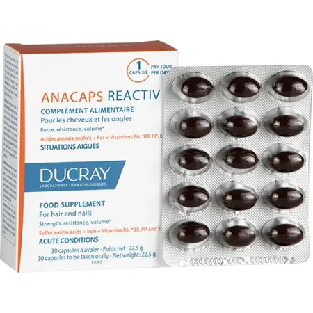 Hair and nail supplement Anacaps Reactiv, 30 capsules, Ducray