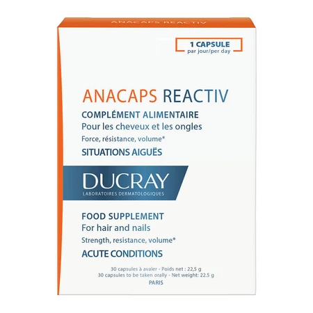 Hair and nail supplement Anacaps Reactiv, 30 capsules, Ducray