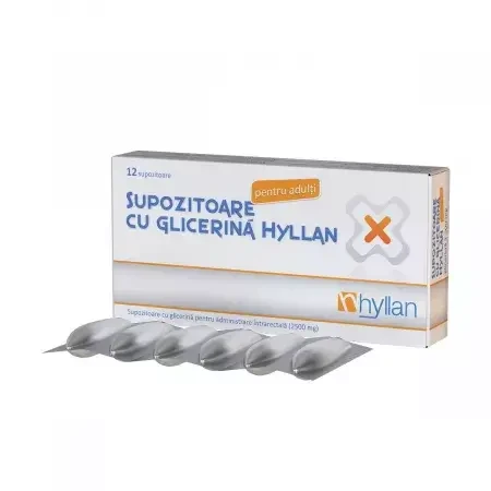 Supositorios de glicerina 2500 mg para adultos, 12 unidades, Hyllan