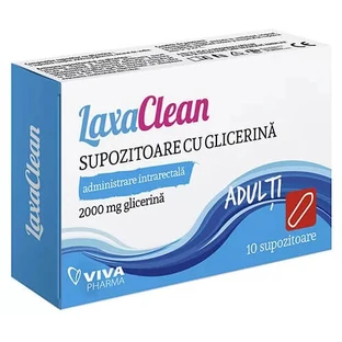 Suppositoires à la glycérine LaxaClean pour adultes, 10 pièces, Viva Pharma