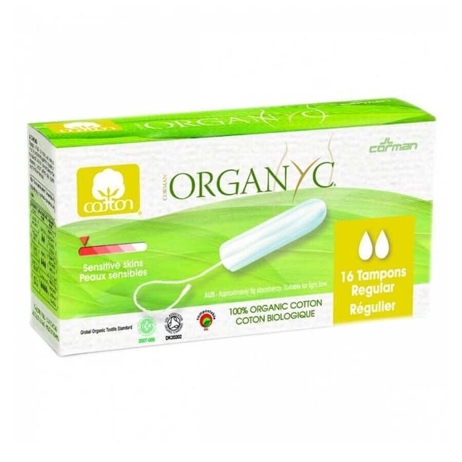 Biologische wattenschijfjes Regular, 16 stuks, Organyc