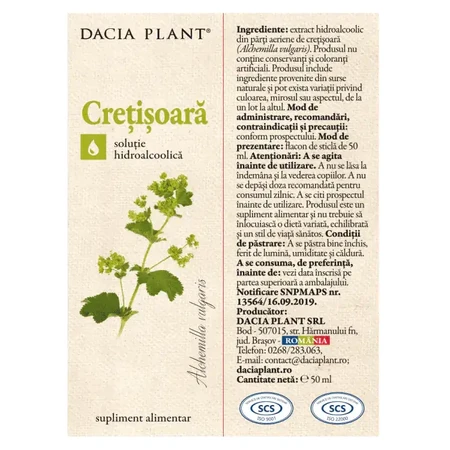 Tincture of Cretisoara, 50 ml, Dacia Plant