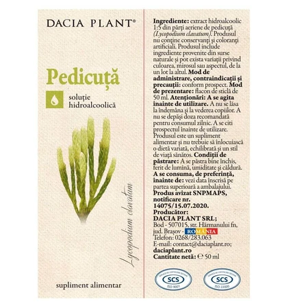 Teinture Pedicutica, 50 ml, Plante Dacia