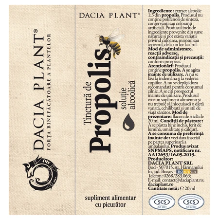 Propolis tinctuur, 20 ml, Dacia Plant