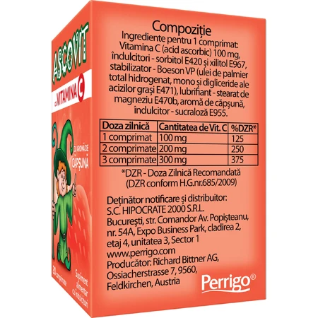 Ascovit with Vitamin C strawberry flavour, 20 tablets, Omega Pharm