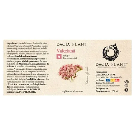 Tincture of Valerian, 50 ml, Dacia Plant